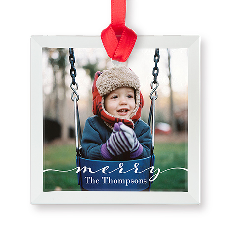 Glass Square Photo Ornament