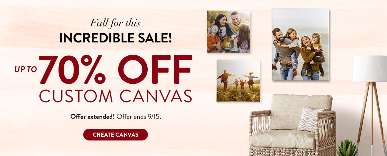 Up to 70% off Custom Canvas Prints