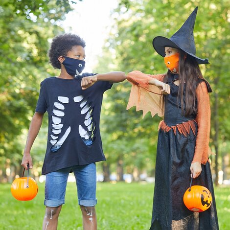 Two children in Halloween fancy dress 