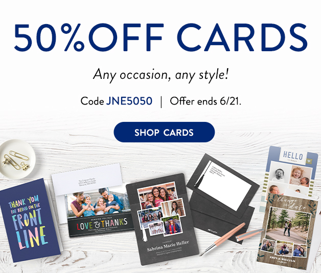 50% off Cards
