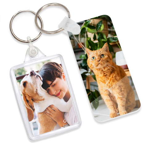Acrylic Keyring with picture of girl and dog