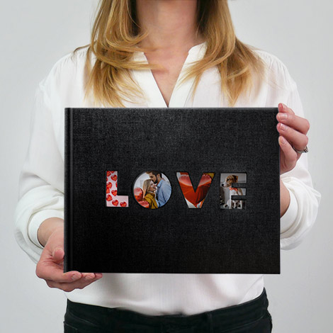 A4 LINEN HARDCOVER BOOK WITH LOVE CUT-OUT