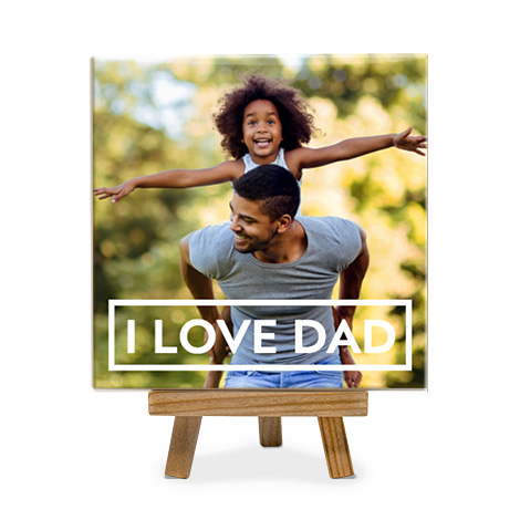 Ceramic photo tile with father and daughter