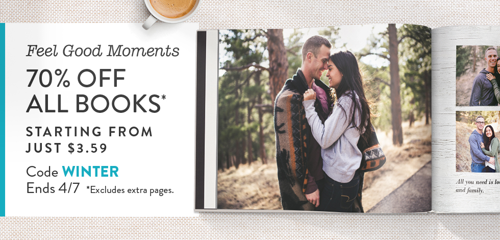 70% off all Photo Books (excludes extra pages)
